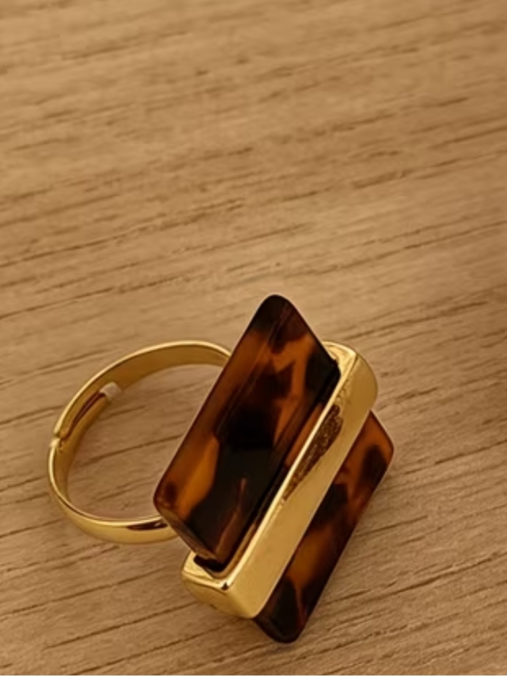 Tortoiseshell and Gold T-Bar Ring